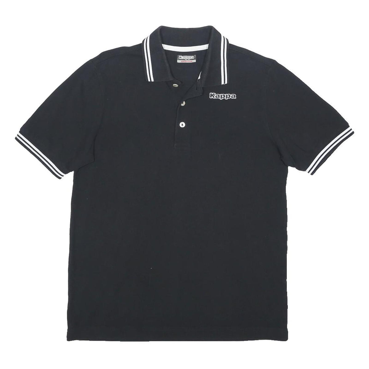 KAPPA Mens Black & White Cotton Blend Short Sleeve Polo Shirt M Casual