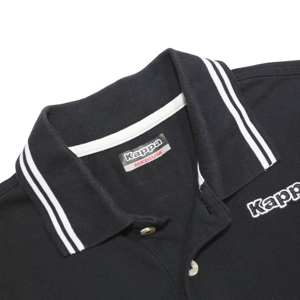 KAPPA Mens Black & White Cotton Blend Short Sleeve Polo Shirt M Casual