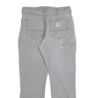 CARHARTT Mens Cotton Grey Relaxed Fit Straight Leg Trousers W32 L30 Workwear Zip