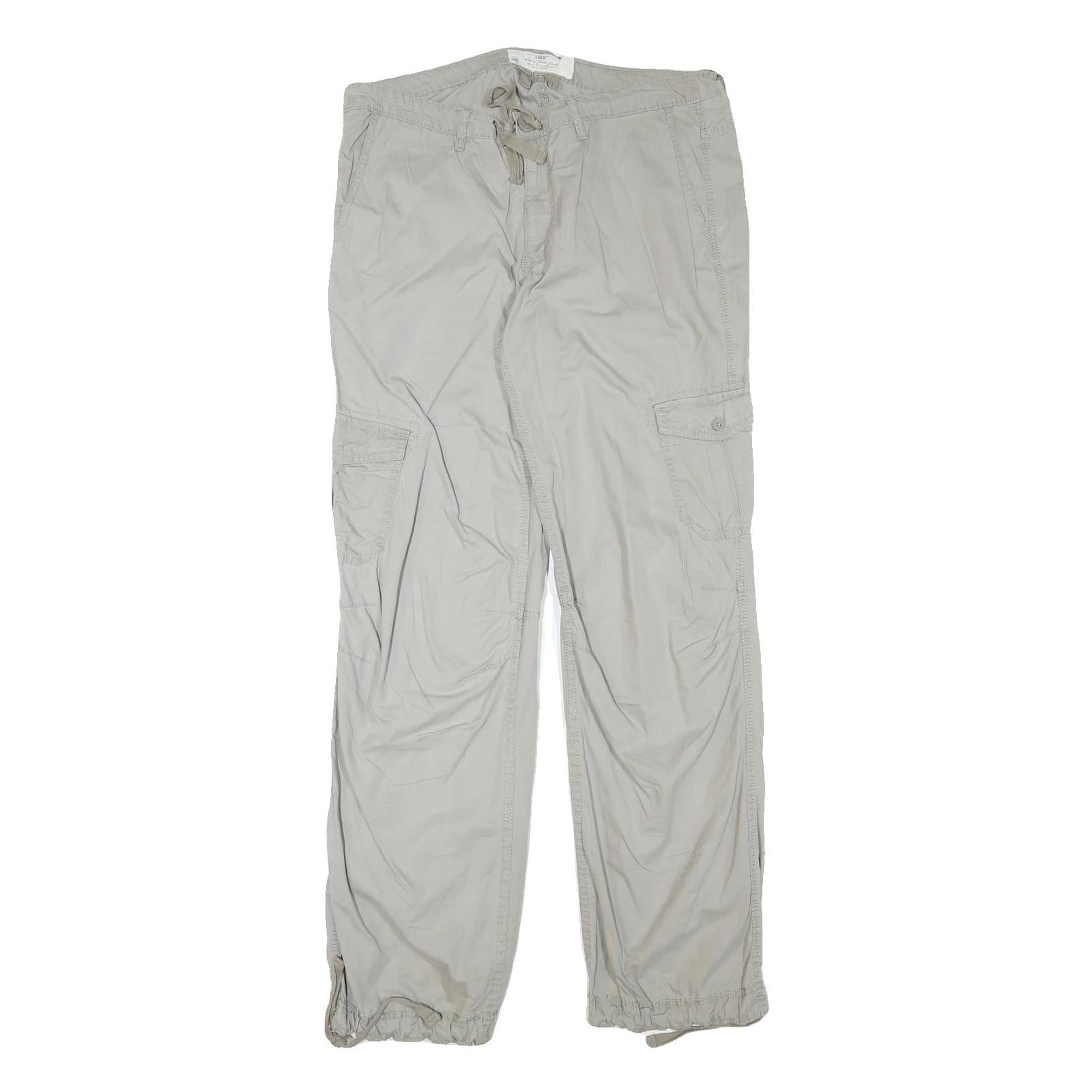 H&M Mens Cotton Blend Beige Regular Fit Cargo Trousers W34 L34 Comfortable