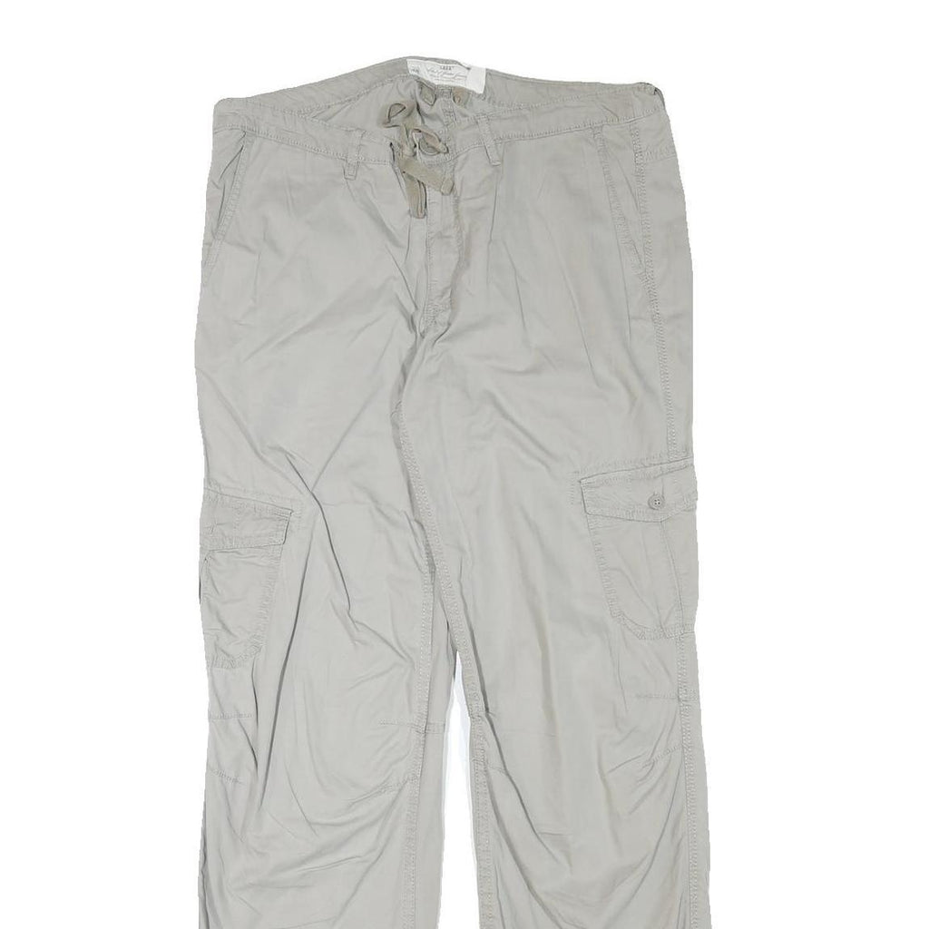 H&M Mens Cotton Blend Beige Regular Fit Cargo Trousers W34 L34 Comfortable