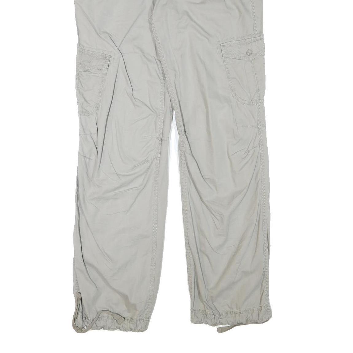 H&M Mens Cotton Blend Beige Regular Fit Cargo Trousers W34 L34 Comfortable