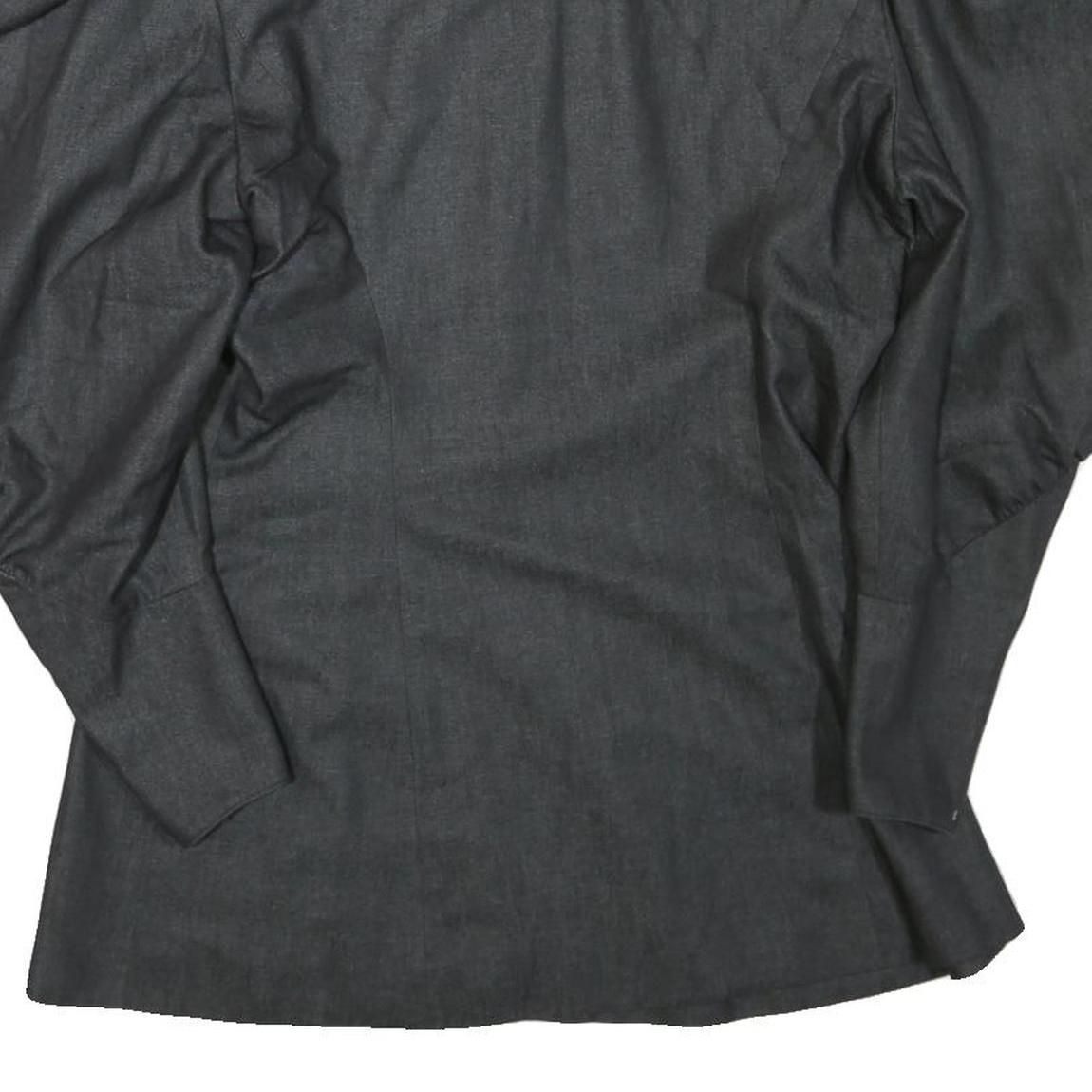 Womens Black Top Long Sleeve Collar Button Neck Embellished L L