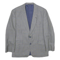 SCHILD Mens Grey & Blue Check Wool Blazer Jacket L Woven Classic Button Closure