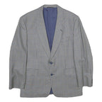 SCHILD Mens Grey & Blue Check Wool Blazer Jacket L Woven Classic Button Closure