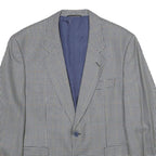 SCHILD Mens Grey & Blue Check Wool Blazer Jacket L Woven Classic Button Closure