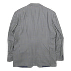 SCHILD Mens Grey & Blue Check Wool Blazer Jacket L Woven Classic Button Closure