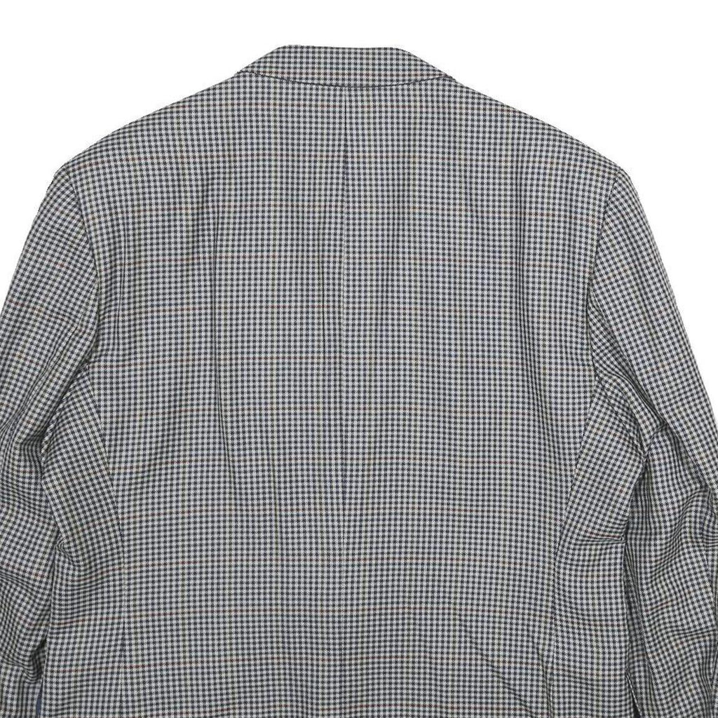SCHILD Mens Grey & Blue Check Wool Blazer Jacket L Woven Classic Button Closure