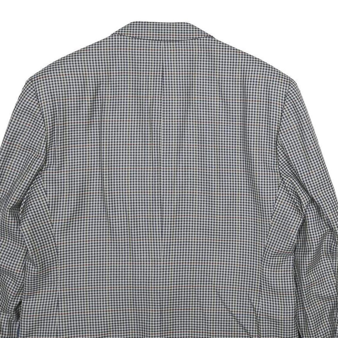SCHILD Mens Grey & Blue Check Wool Blazer Jacket L Woven Classic Button Closure