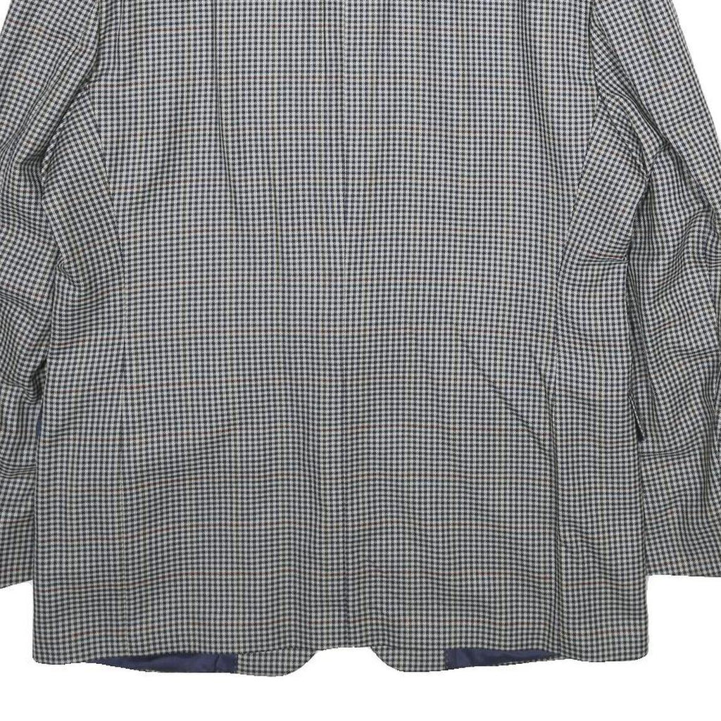 SCHILD Mens Grey & Blue Check Wool Blazer Jacket L Woven Classic Button Closure