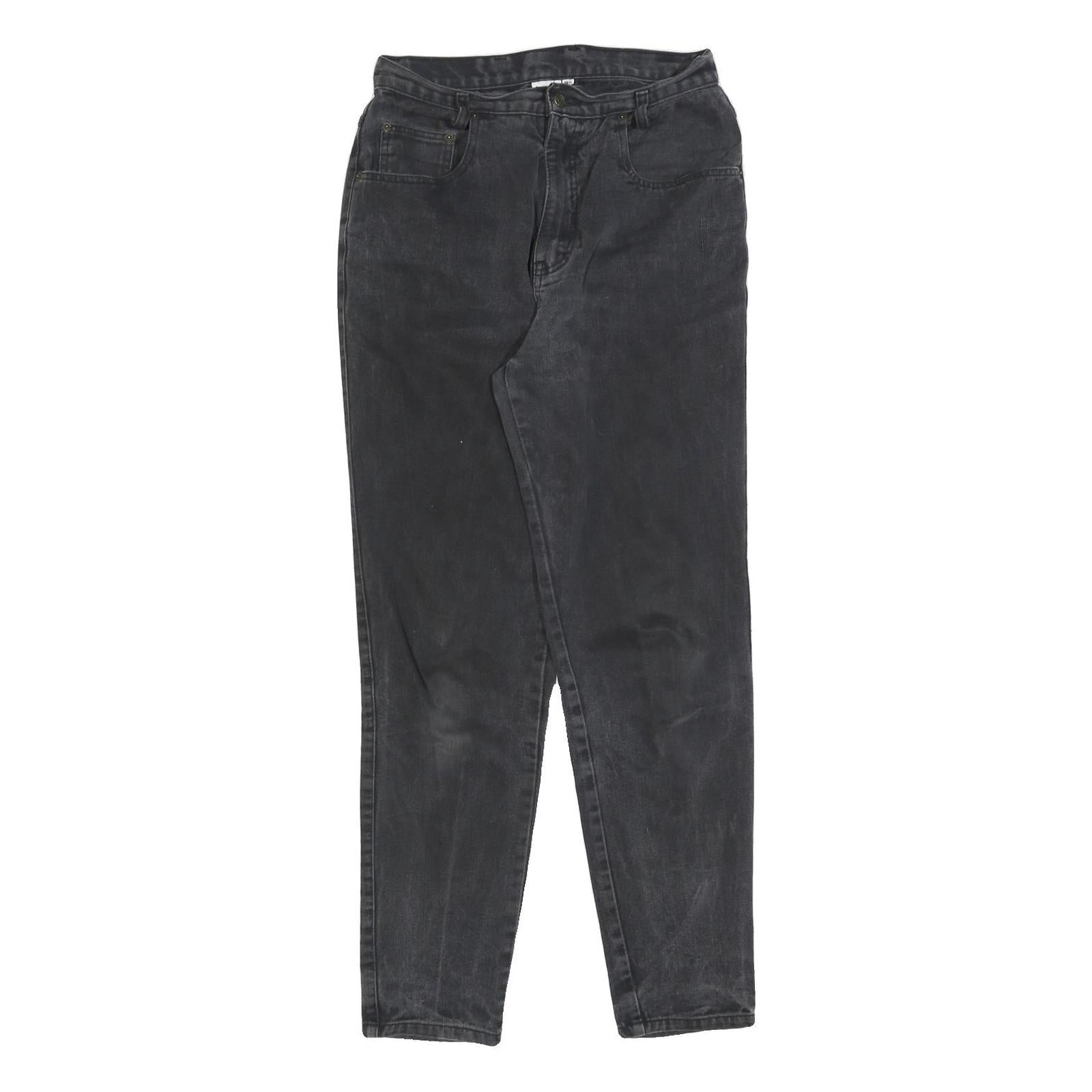 GARRY Womens Jeans Black Regular Straight Denim Medium W28 L30 Stylish Zip