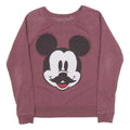 DISNEY Womens Maroon Crew Neck M Mickey Mouse Graphic Sweatshirt Cotton Blend