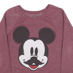DISNEY Womens Maroon Crew Neck M Mickey Mouse Graphic Sweatshirt Cotton Blend