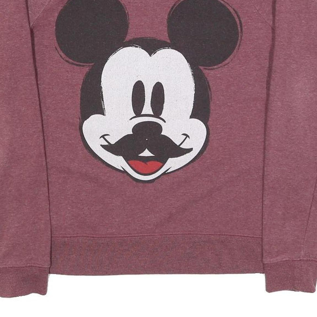 DISNEY Womens Maroon Crew Neck M Mickey Mouse Graphic Sweatshirt Cotton Blend