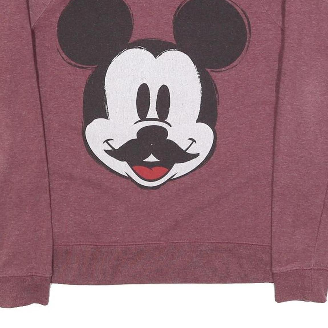 DISNEY Womens Maroon Crew Neck M Mickey Mouse Graphic Sweatshirt Cotton Blend