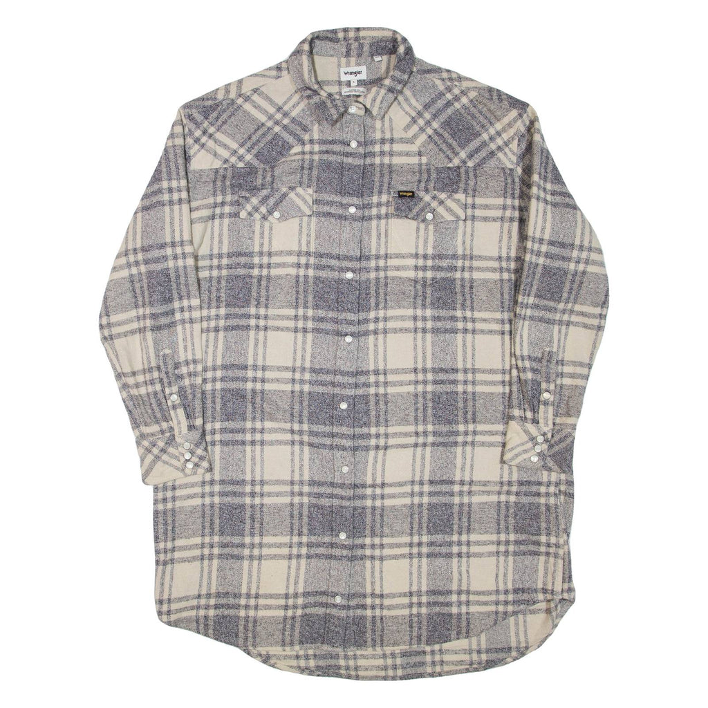 WRANGLER Womens Shirt Dress Grey Check Long Sleeve Short S