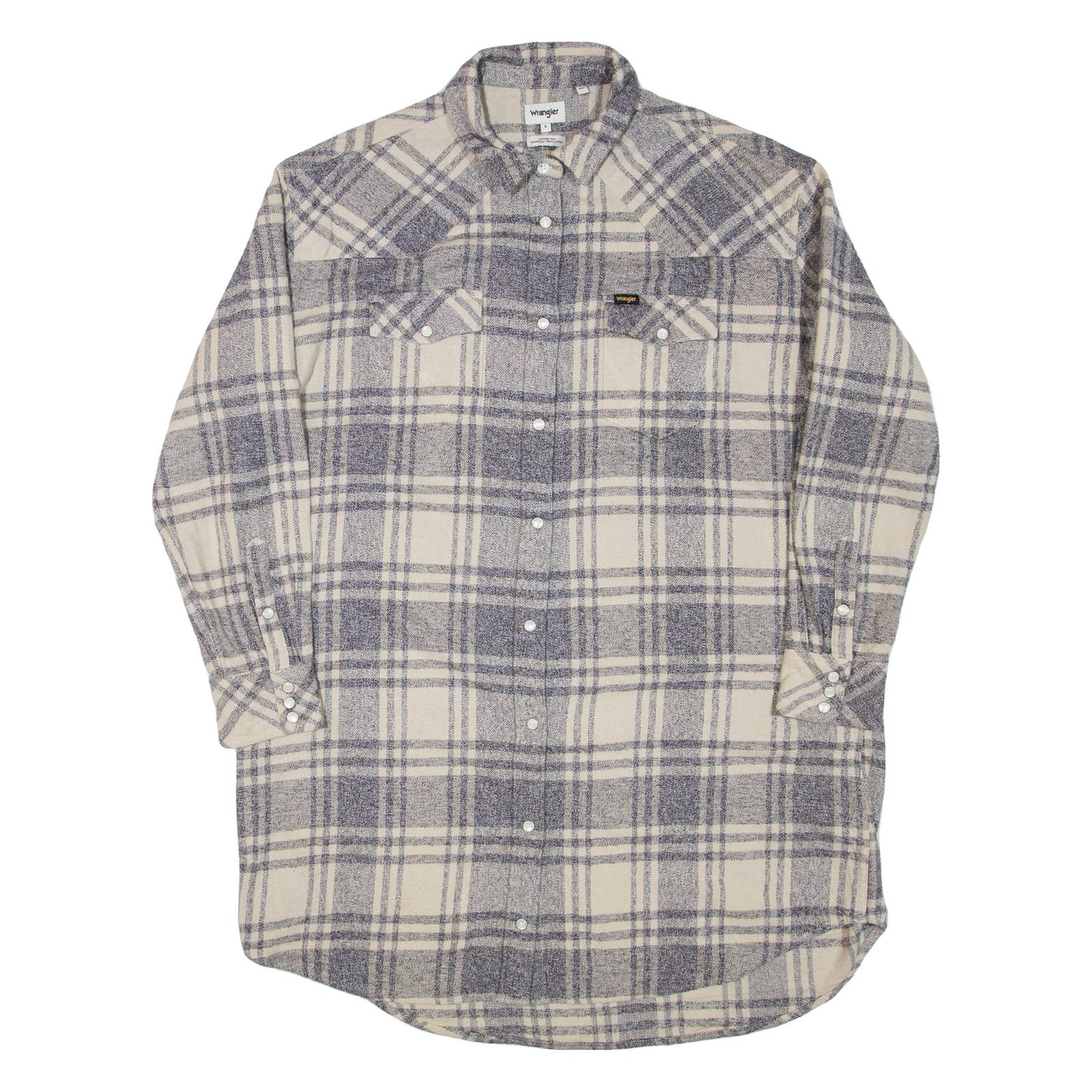 WRANGLER Womens Shirt Dress Grey Check Long Sleeve Short S