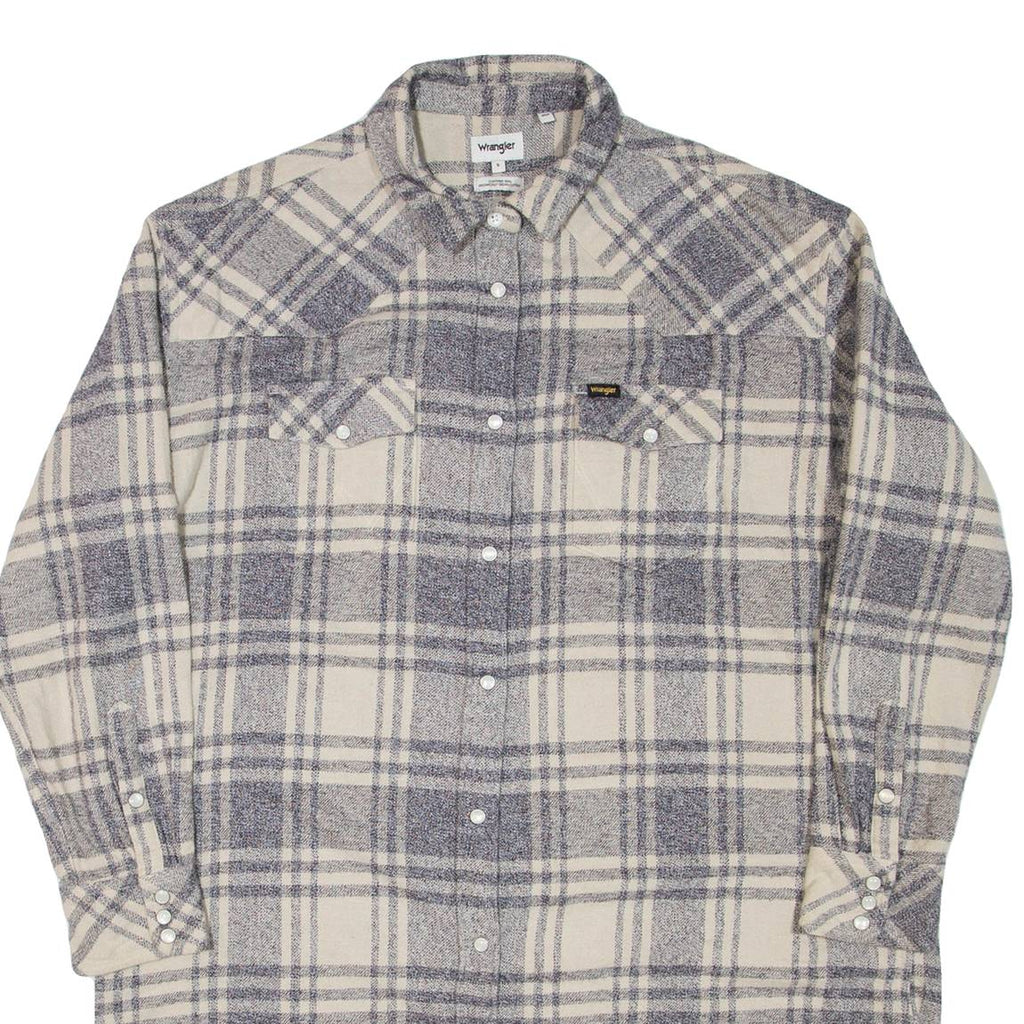 WRANGLER Womens Shirt Dress Grey Check Long Sleeve Short S