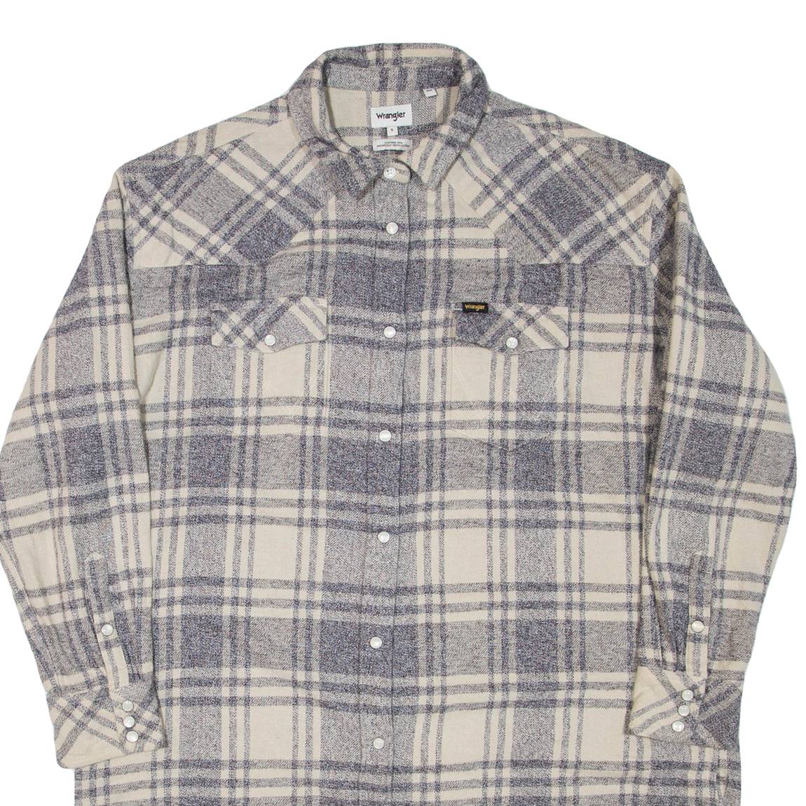 WRANGLER Womens Shirt Dress Grey Check Long Sleeve Short S