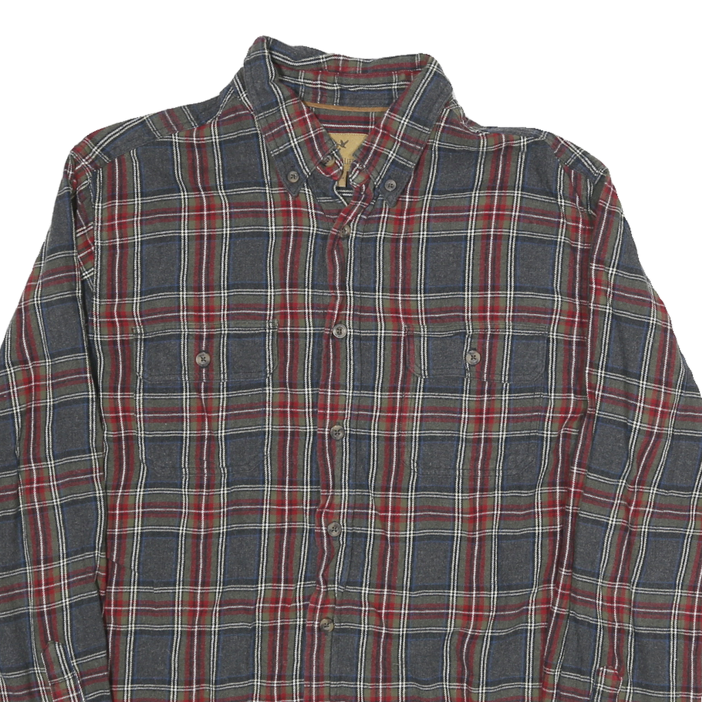 OUTDOOR LIFE Mens Blue & Red Check Shirt L Button-Down Neck Cotton Blend Casual