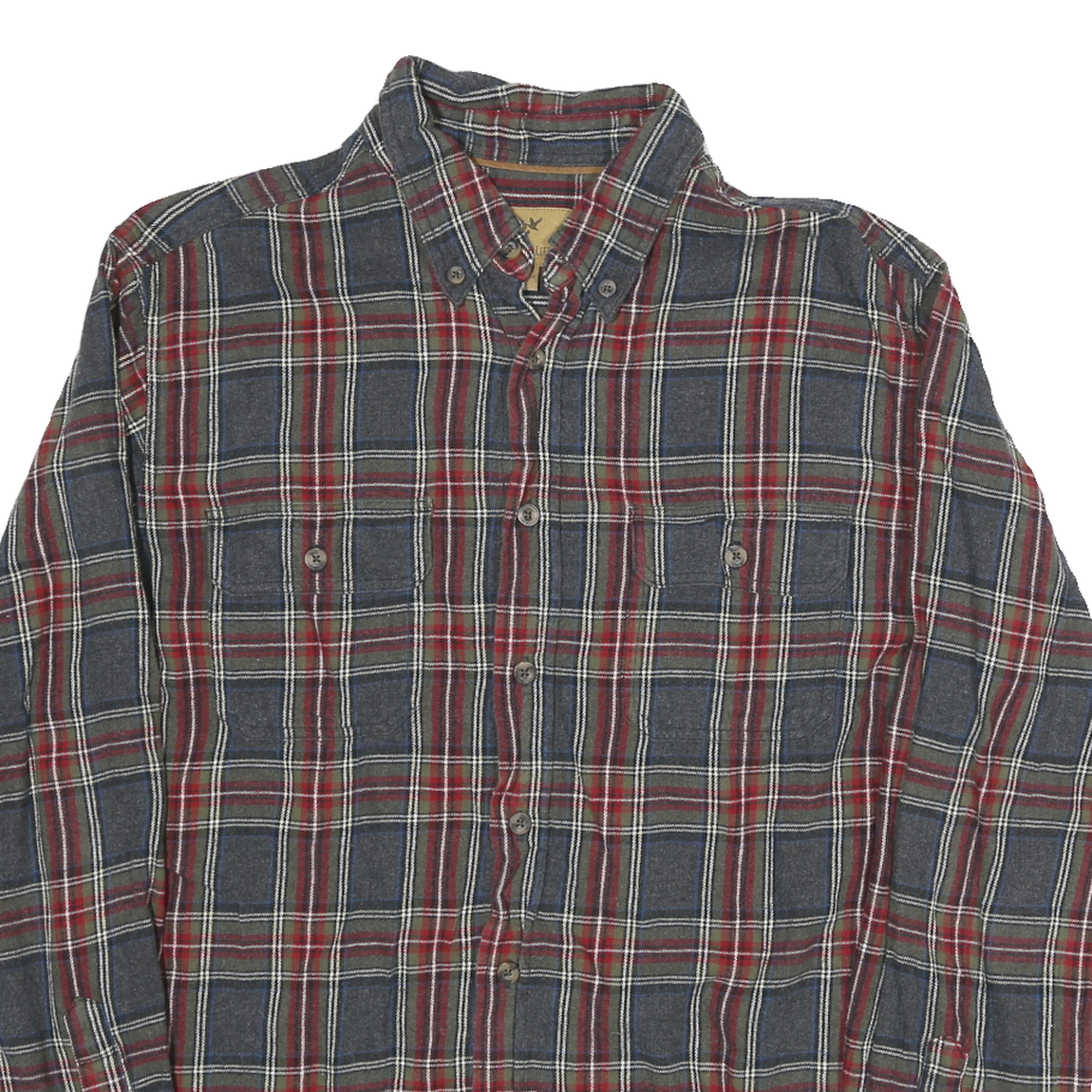 OUTDOOR LIFE Mens Blue & Red Check Shirt L Button-Down Neck Cotton Blend Casual