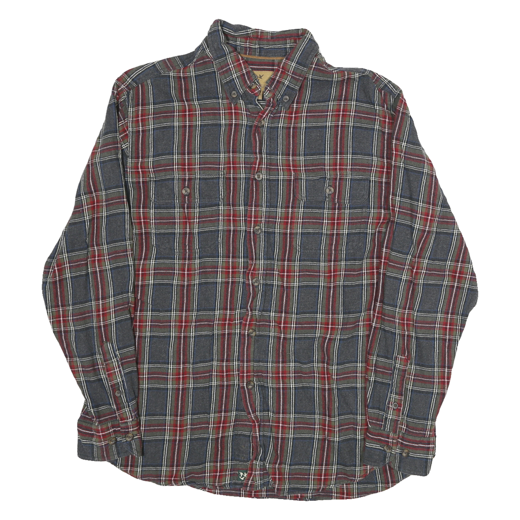 OUTDOOR LIFE Mens Blue & Red Check Shirt L Button-Down Neck Cotton Blend Casual