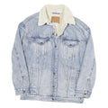 LEVI'S Womens Blue Denim Sherpa Collar Jacket XS Cotton Blend Button Closure