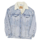 LEVI'S Womens Blue Denim Sherpa Collar Jacket XS Cotton Blend Button Closure