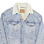 LEVI'S Womens Blue Denim Sherpa Collar Jacket XS Cotton Blend Button Closure