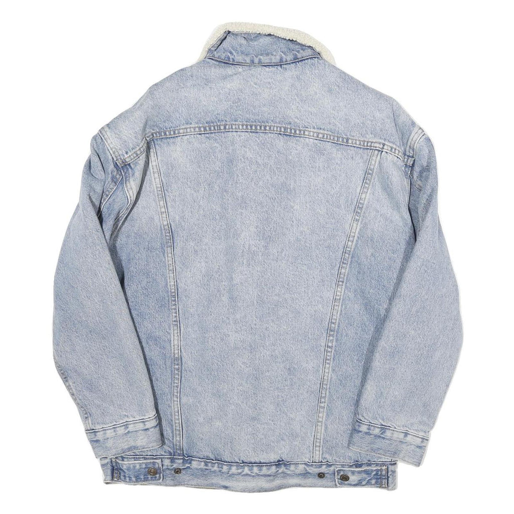 LEVI'S Womens Blue Denim Sherpa Collar Jacket XS Cotton Blend Button Closure