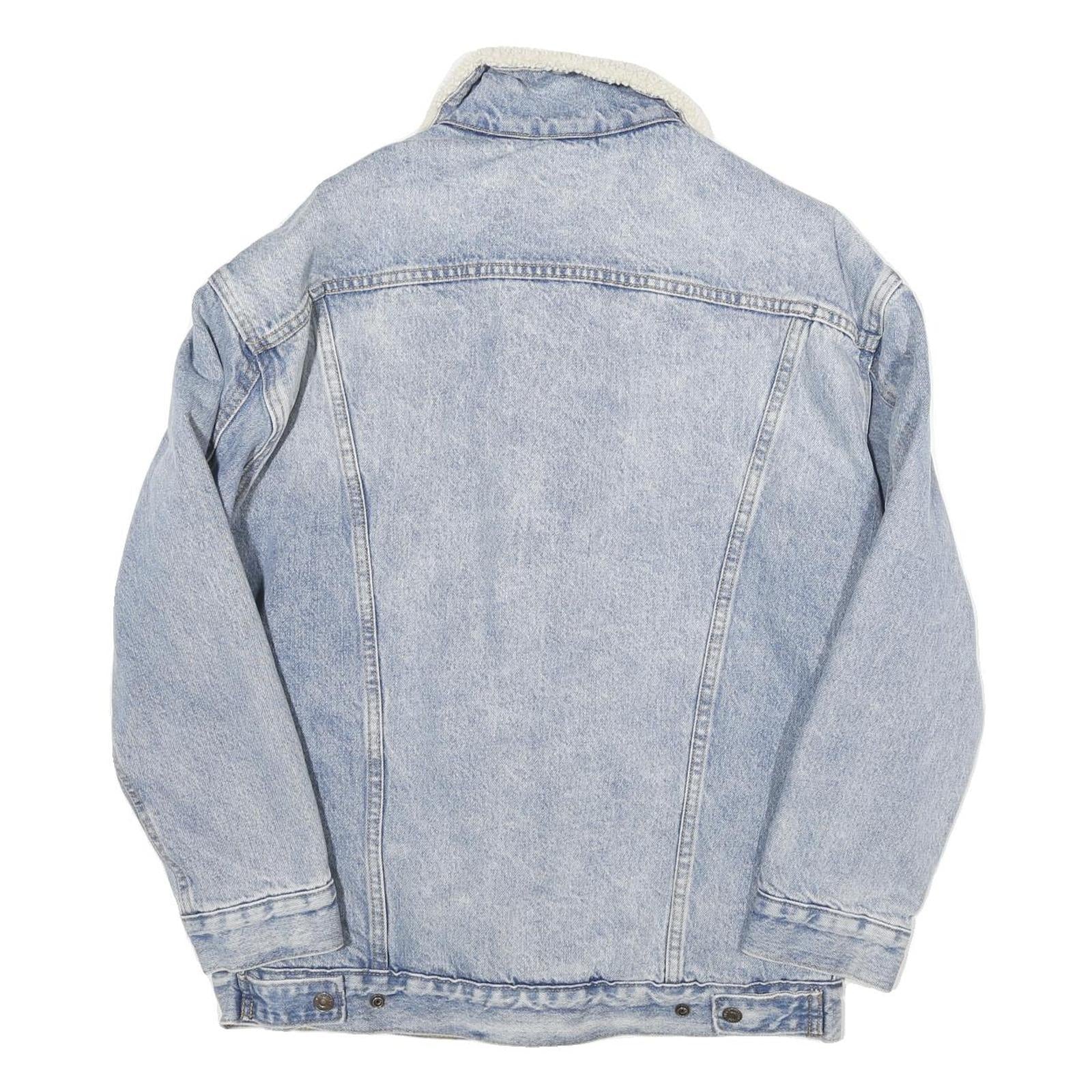 LEVI'S Womens Blue Denim Sherpa Collar Jacket XS Cotton Blend Button Closure