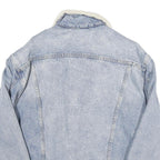LEVI'S Womens Blue Denim Sherpa Collar Jacket XS Cotton Blend Button Closure