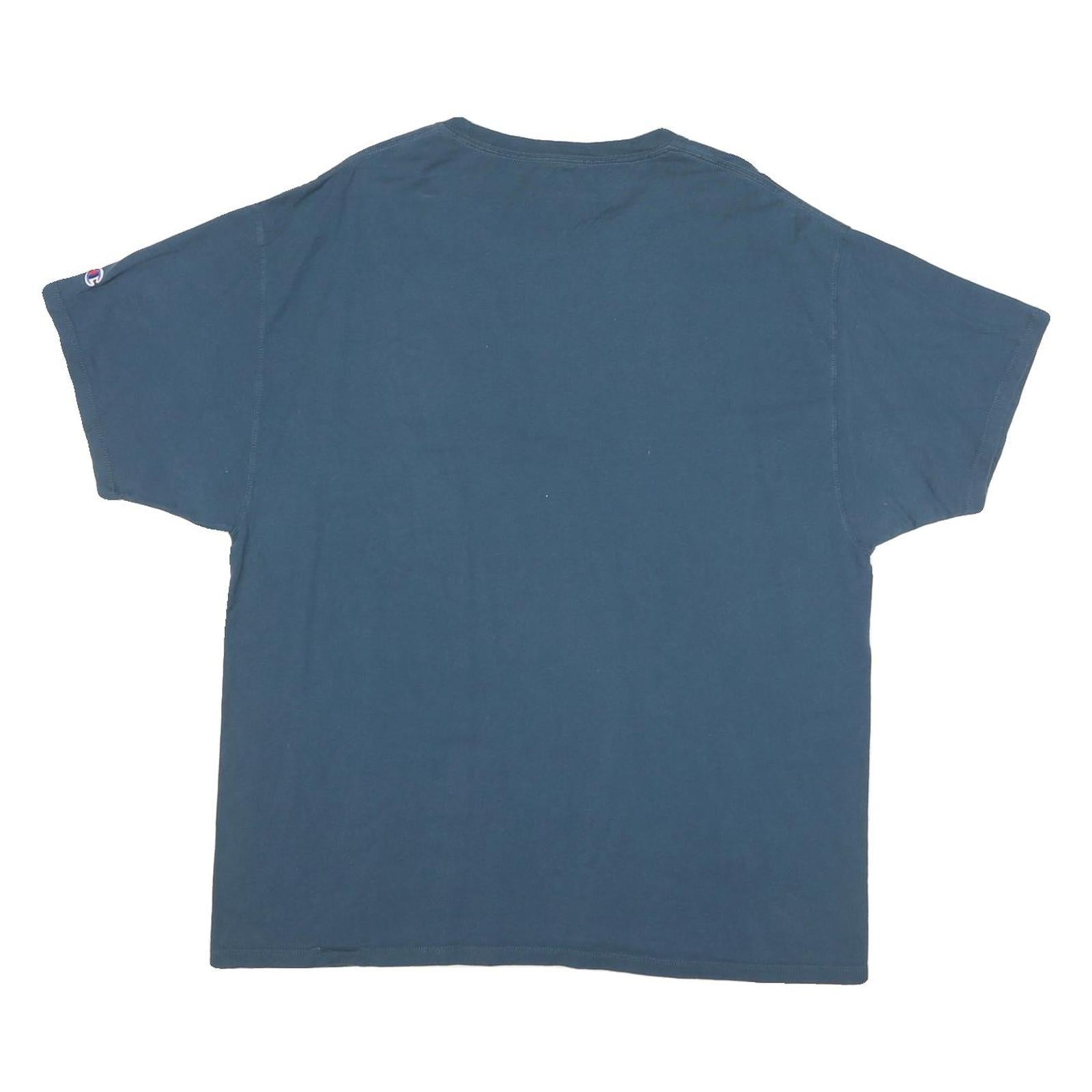 CHAMPION Mens Blue Graphic T-Shirt XL Short Sleeve Crew Neck Cotton Blend Casual