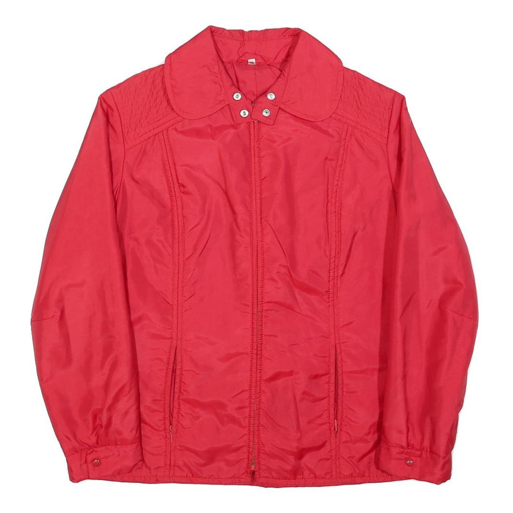 Womens Red Plain Zip Jacket L Polyester Blend Classic Casual Outerwear