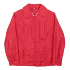 Womens Red Plain Zip Jacket L Polyester Blend Classic Casual Outerwear