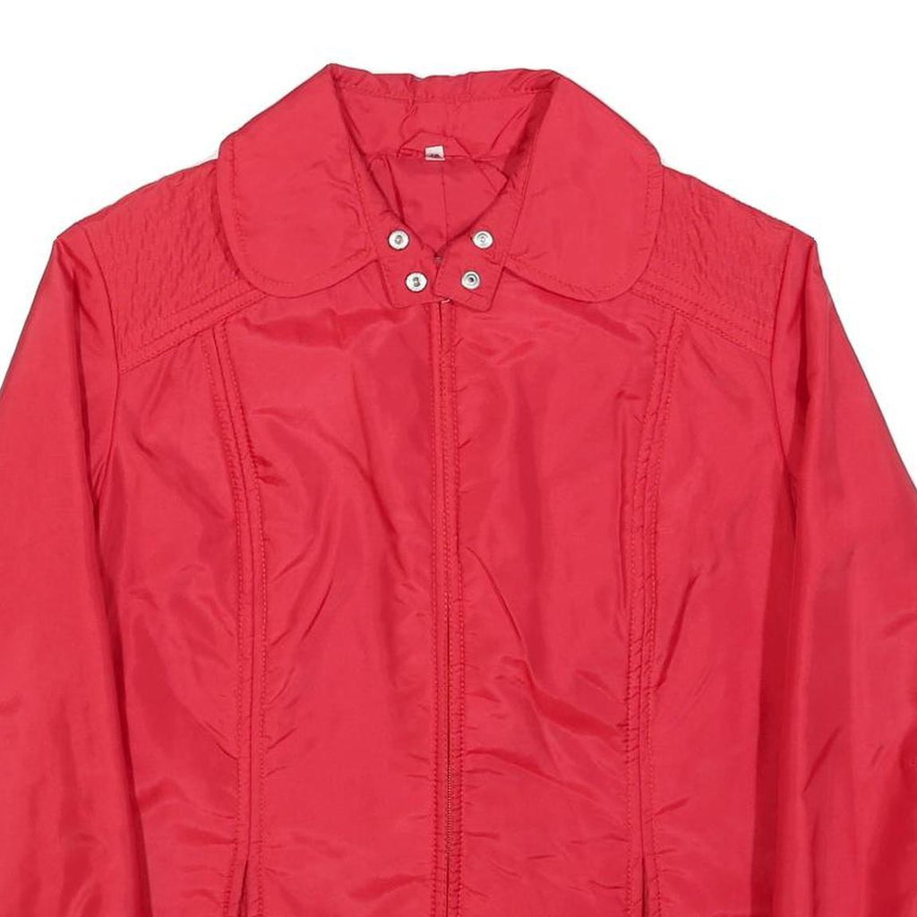 Womens Red Plain Zip Jacket L Polyester Blend Classic Casual Outerwear