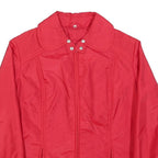 Womens Red Plain Zip Jacket L Polyester Blend Classic Casual Outerwear