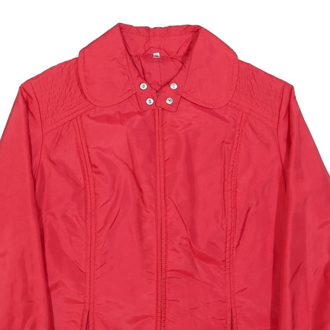 Womens Red Plain Zip Jacket L Polyester Blend Classic Casual Outerwear