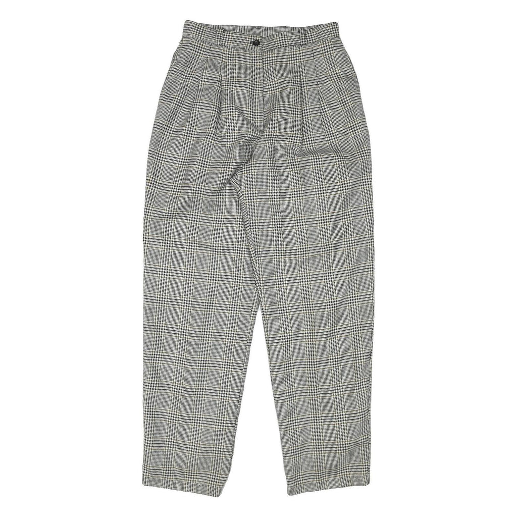 MICHELE Womens Wool Blend Relaxed Check Trousers W28 L30 Classic Fit
