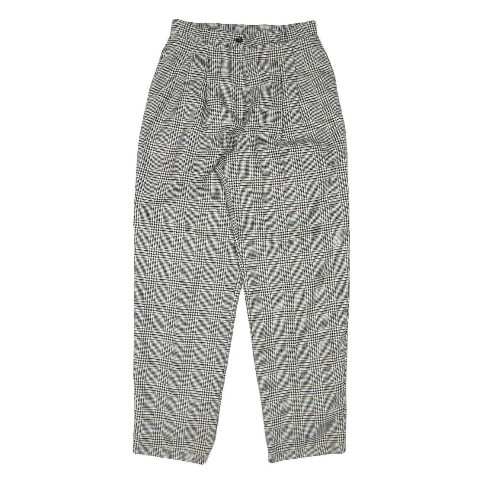 MICHELE Womens Wool Blend Relaxed Check Trousers W28 L30 Classic Fit