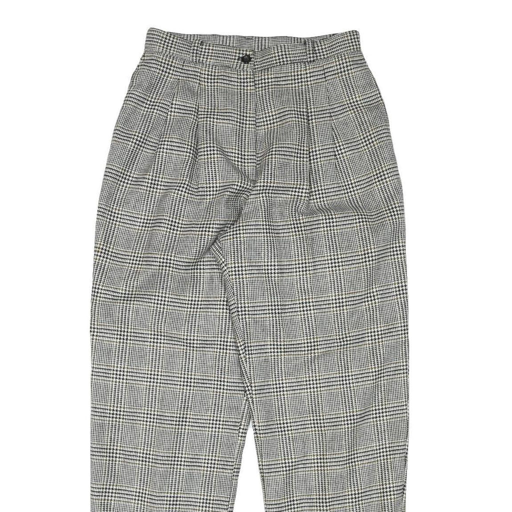 MICHELE Womens Wool Blend Relaxed Check Trousers W28 L30 Classic Fit