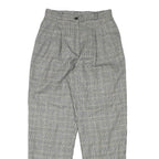 MICHELE Womens Wool Blend Relaxed Check Trousers W28 L30 Classic Fit