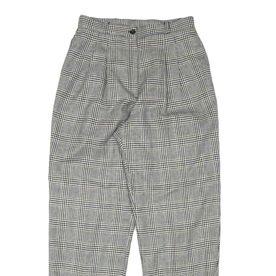 MICHELE Womens Wool Blend Relaxed Check Trousers W28 L30 Classic Fit