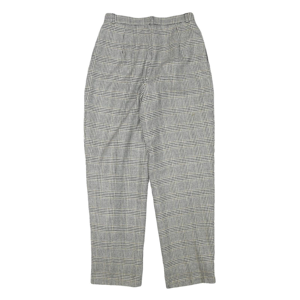 MICHELE Womens Wool Blend Relaxed Check Trousers W28 L30 Classic Fit
