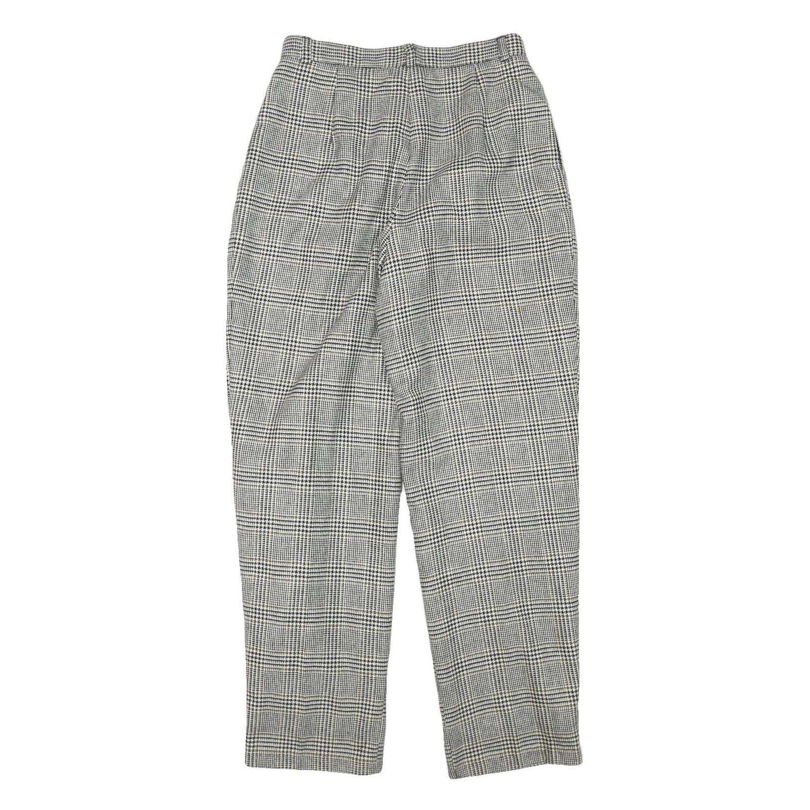 MICHELE Womens Wool Blend Relaxed Check Trousers W28 L30 Classic Fit