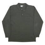 PUMA Mens Black Long Sleeve Plain XL Cotton Polo Shirt Pocket Casual