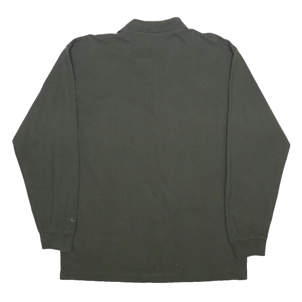 PUMA Mens Black Long Sleeve Plain XL Cotton Polo Shirt Pocket Casual