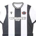 MACRON Mens Black & White Football Shirt 2XL Short Sleeve Round Neck Llandudno