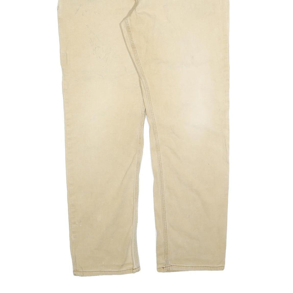 CARHARTT Mens Cotton Blend Beige Relaxed Fit Straight Trousers W40 L34 Workwear