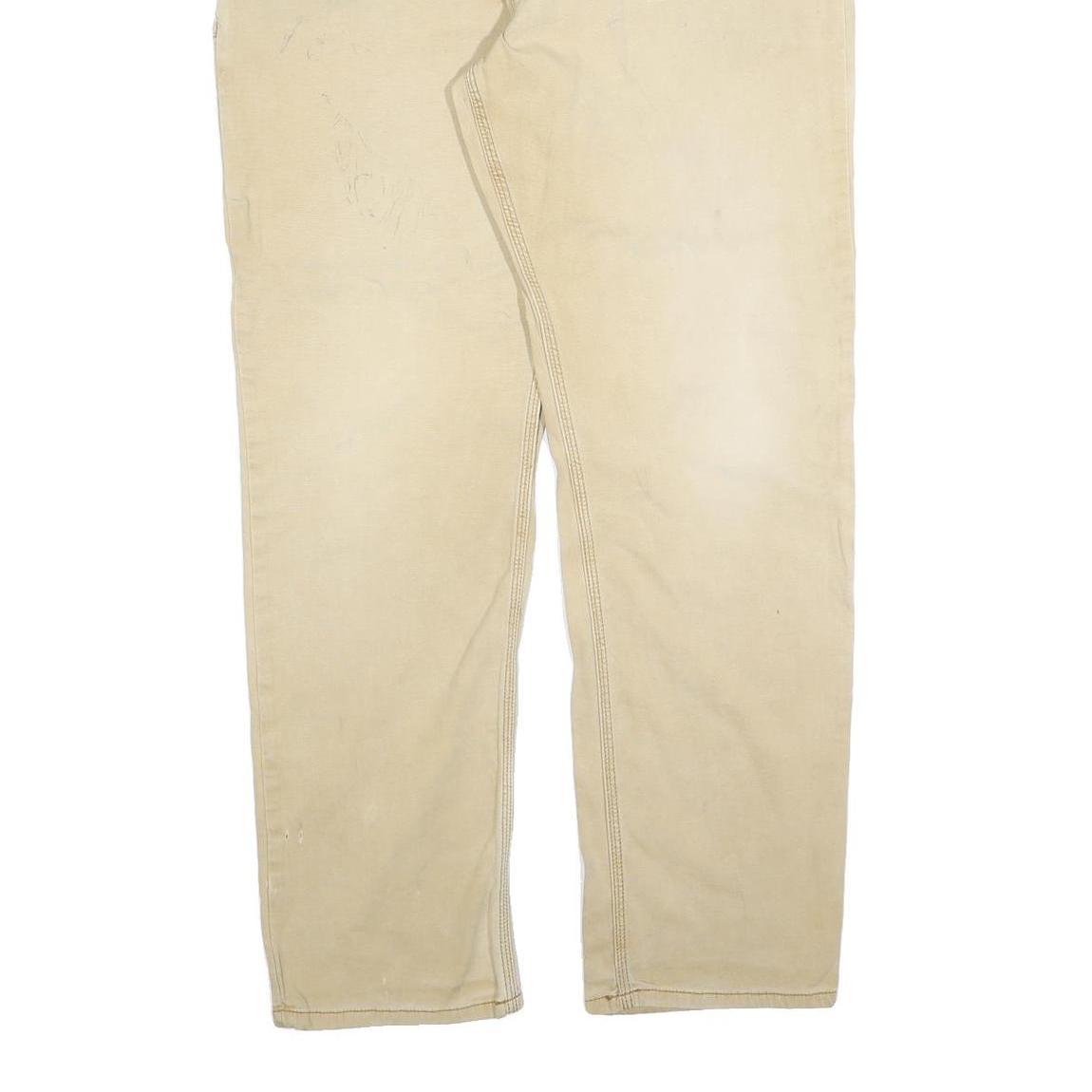 CARHARTT Mens Cotton Blend Beige Relaxed Fit Straight Trousers W40 L34 Workwear